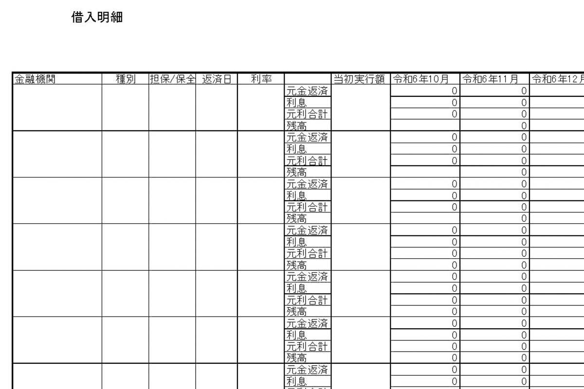借入一覧表
